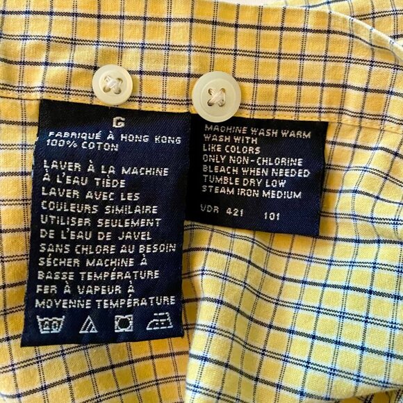 Nautica Yellow Blue Checkered Long Sleeve Button Down Shirt Men's Large - Picture 8 of 8